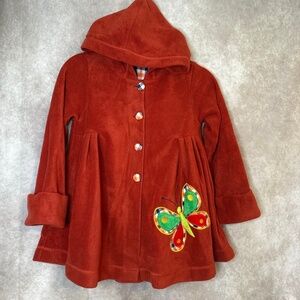 Maria Elena Boutique Girls Hooded A Line Fleece‎ Swing Jacket w Butterfly Size 6